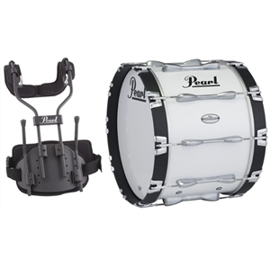 26x14 Championship marching bass drum w/CXB-1 Marching Bass Air Frame Carrier - white